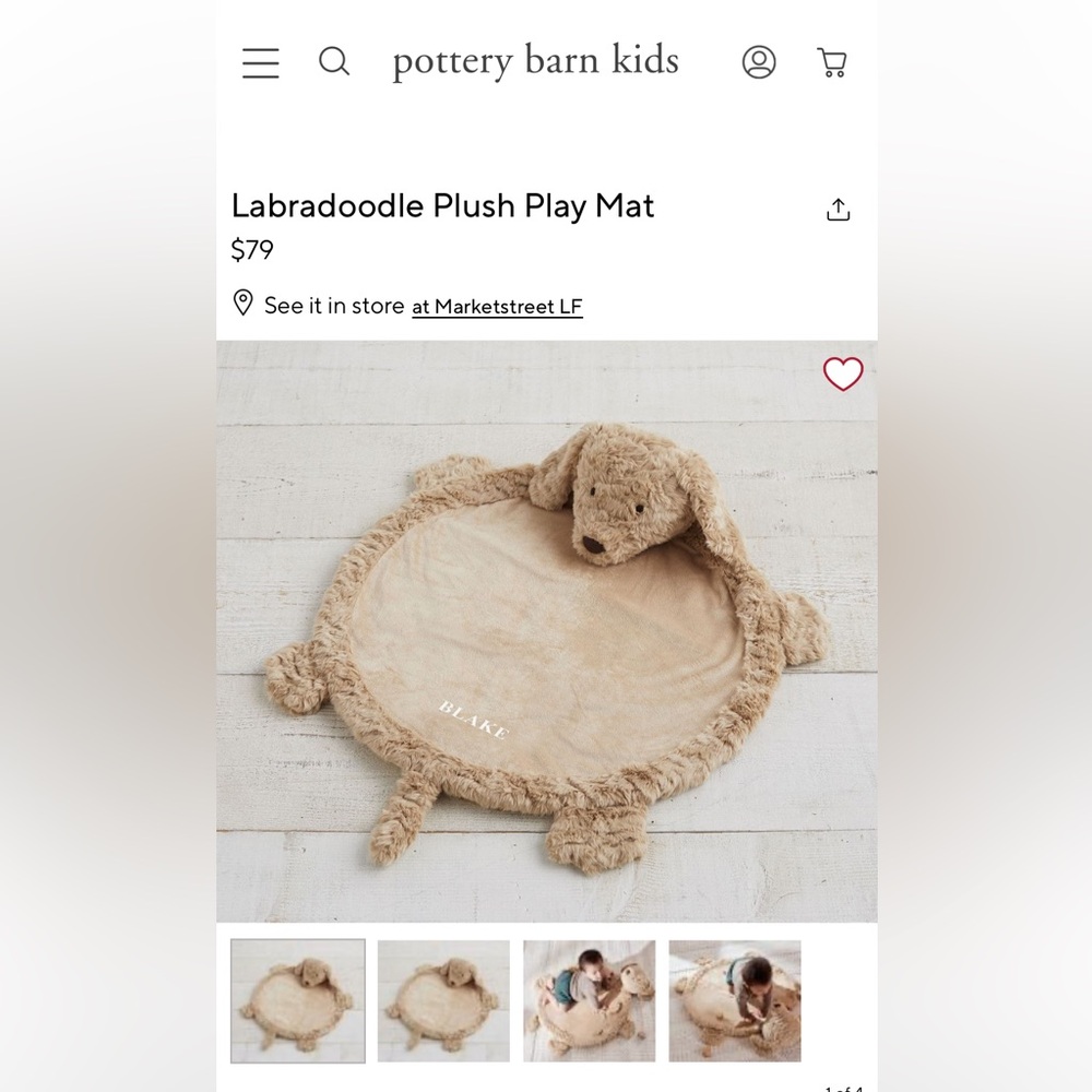 Pottery Barn Kids Labradoodle Plush Play Mat - Tan
